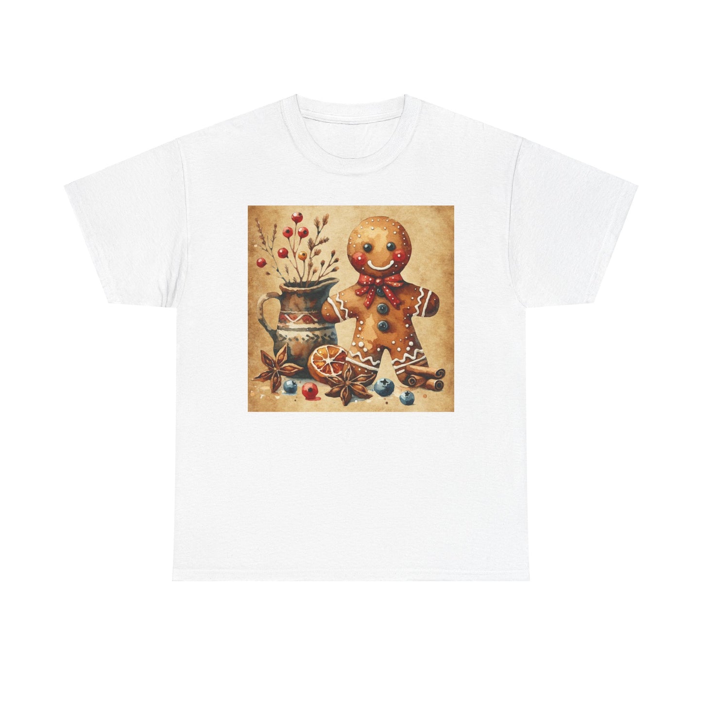 Rustic Gingerbread Man Unisex Heavy Cotton Tee