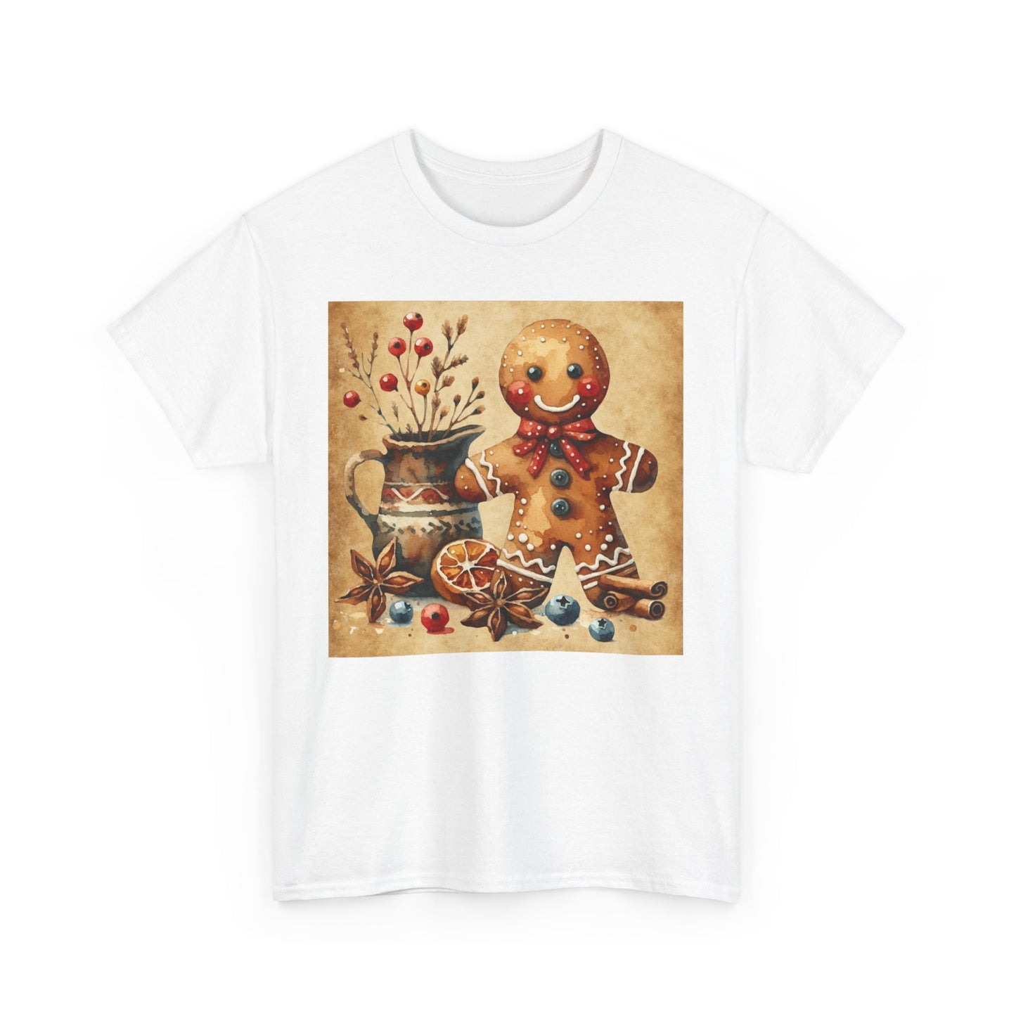 Rustic Gingerbread Man Unisex Heavy Cotton Tee