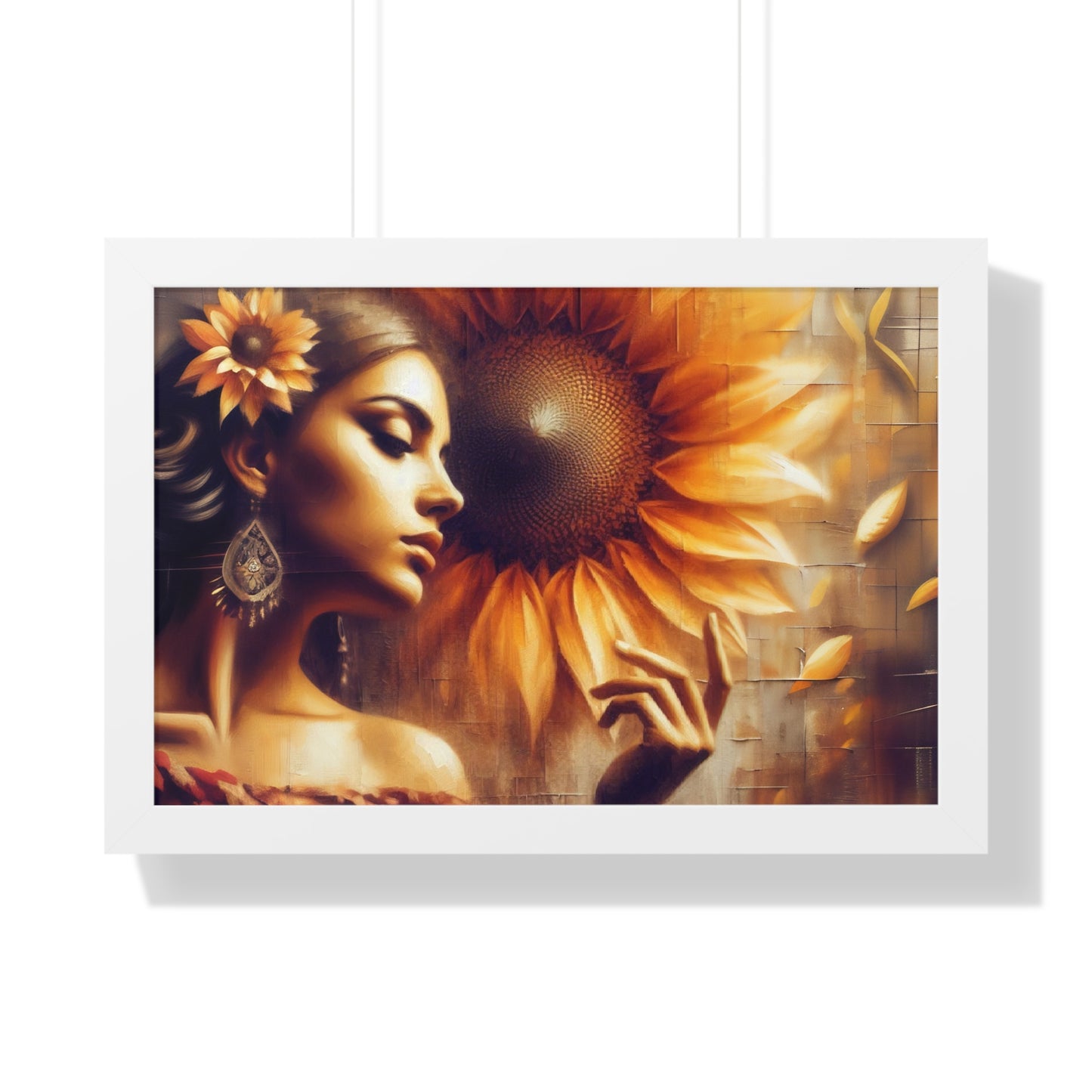 Poetic Sunflower Framed Horizontal Poster