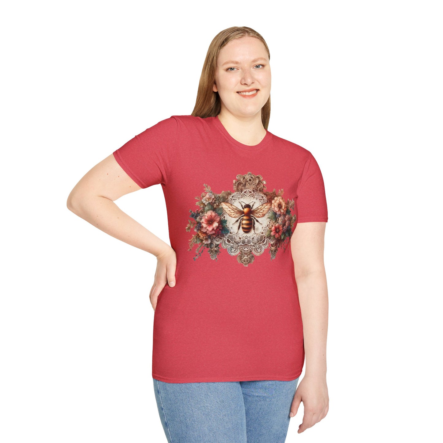 Vintage Inspired Tshirt, Women's Clothing, Lace Honey Bee Design, Gift for Her