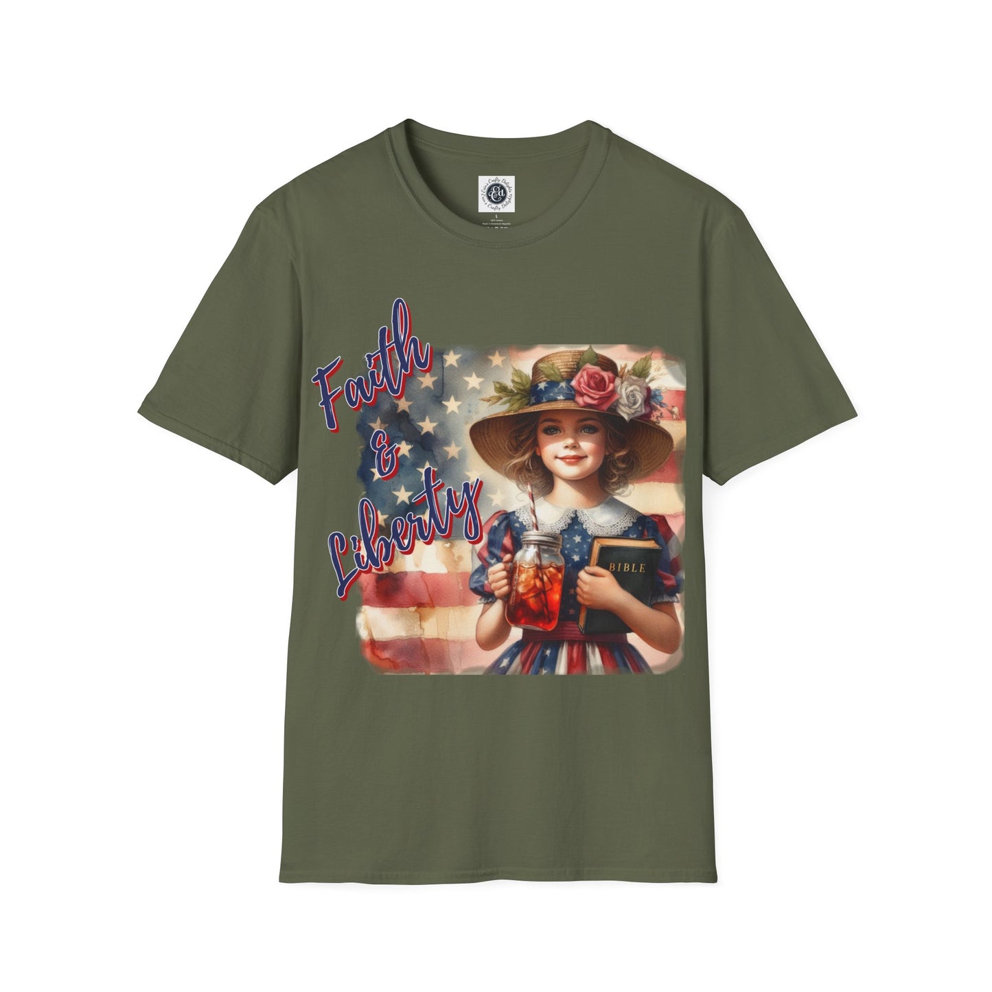 Faith and Liberty Patriotic Pride Flag T-shirt - Women's Clothing Gift for Her, Gift for Women, Independence Day 4th of July