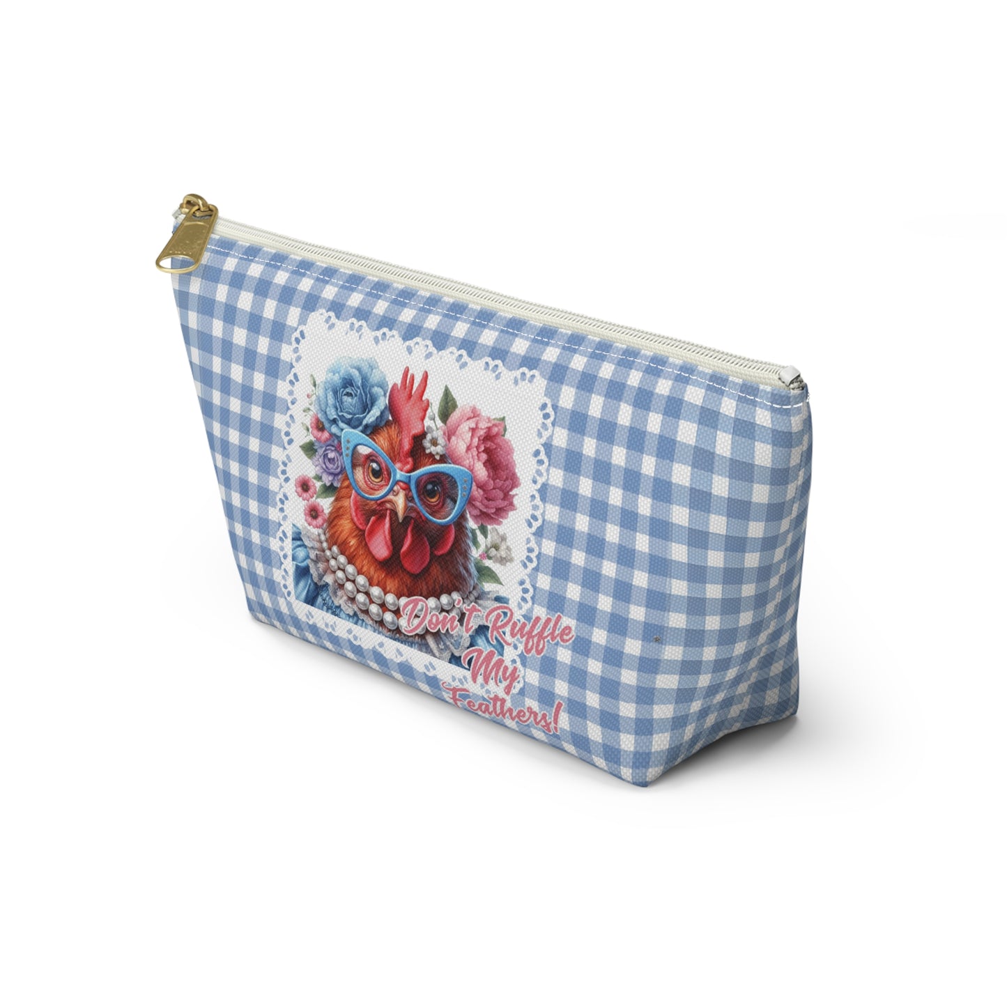 Accessory Pouch - Ruffled Feathers Red Hen Gingham Check Design