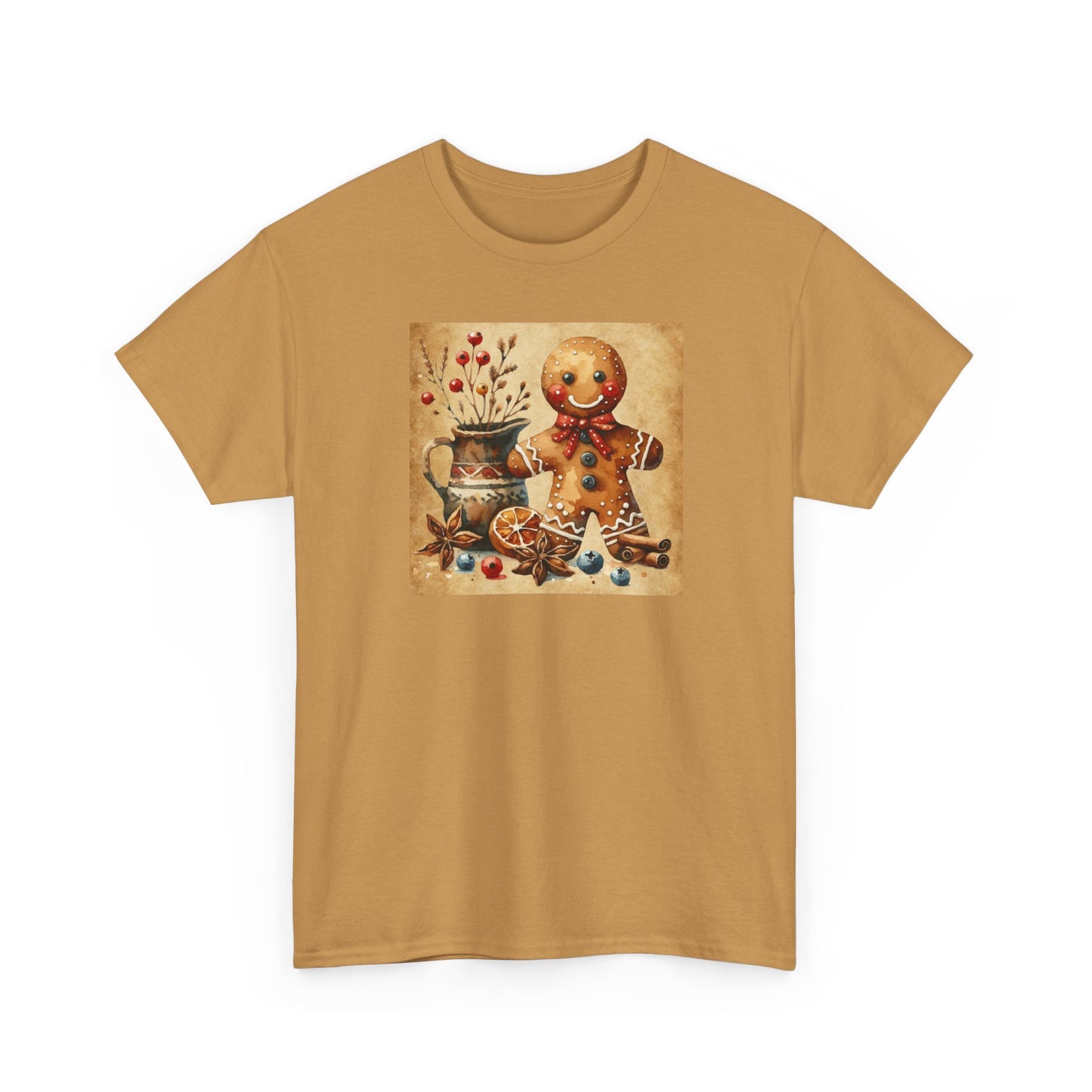 Rustic Gingerbread Man Unisex Heavy Cotton Tee