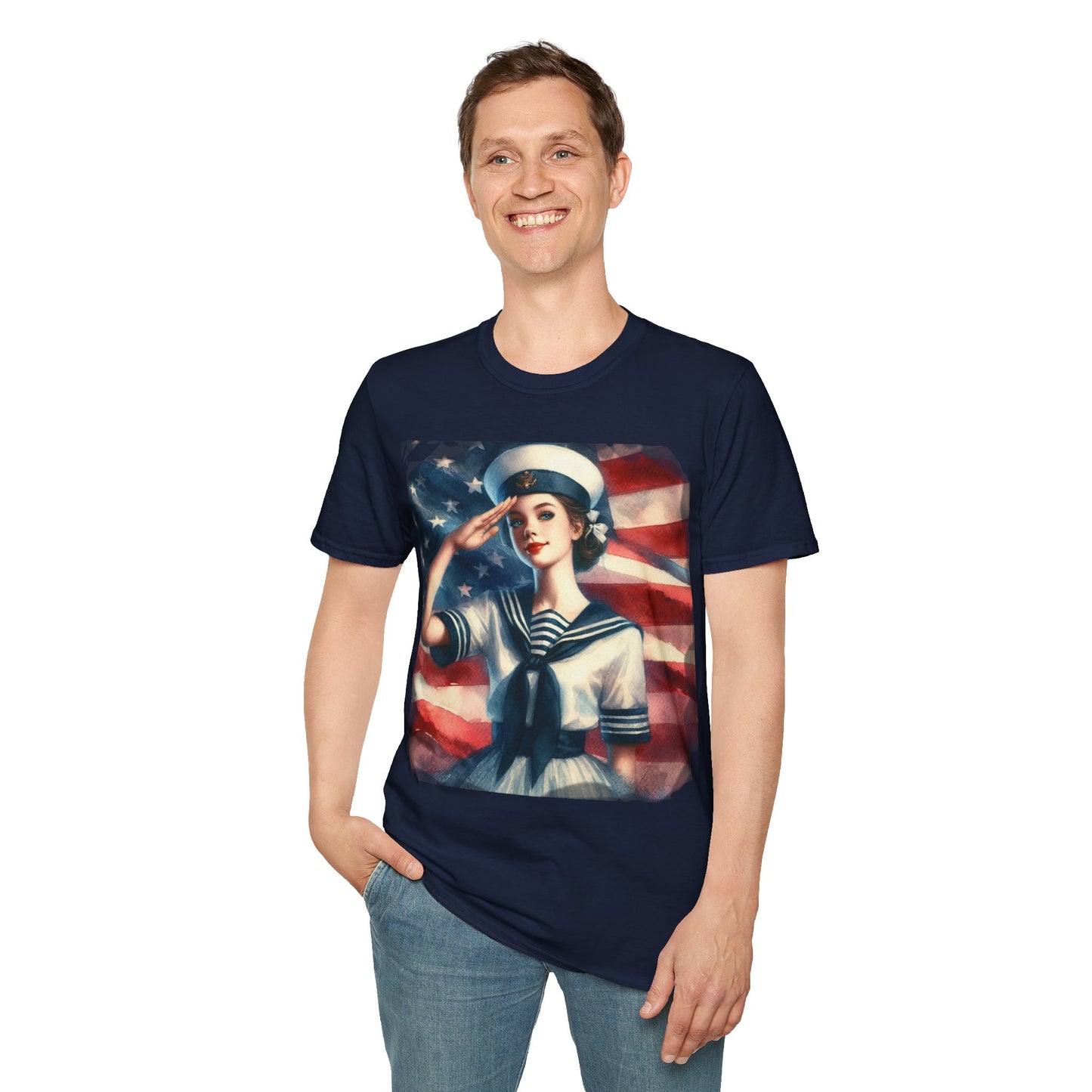 Vintage Sailor Girl Patriotic T-Shirt