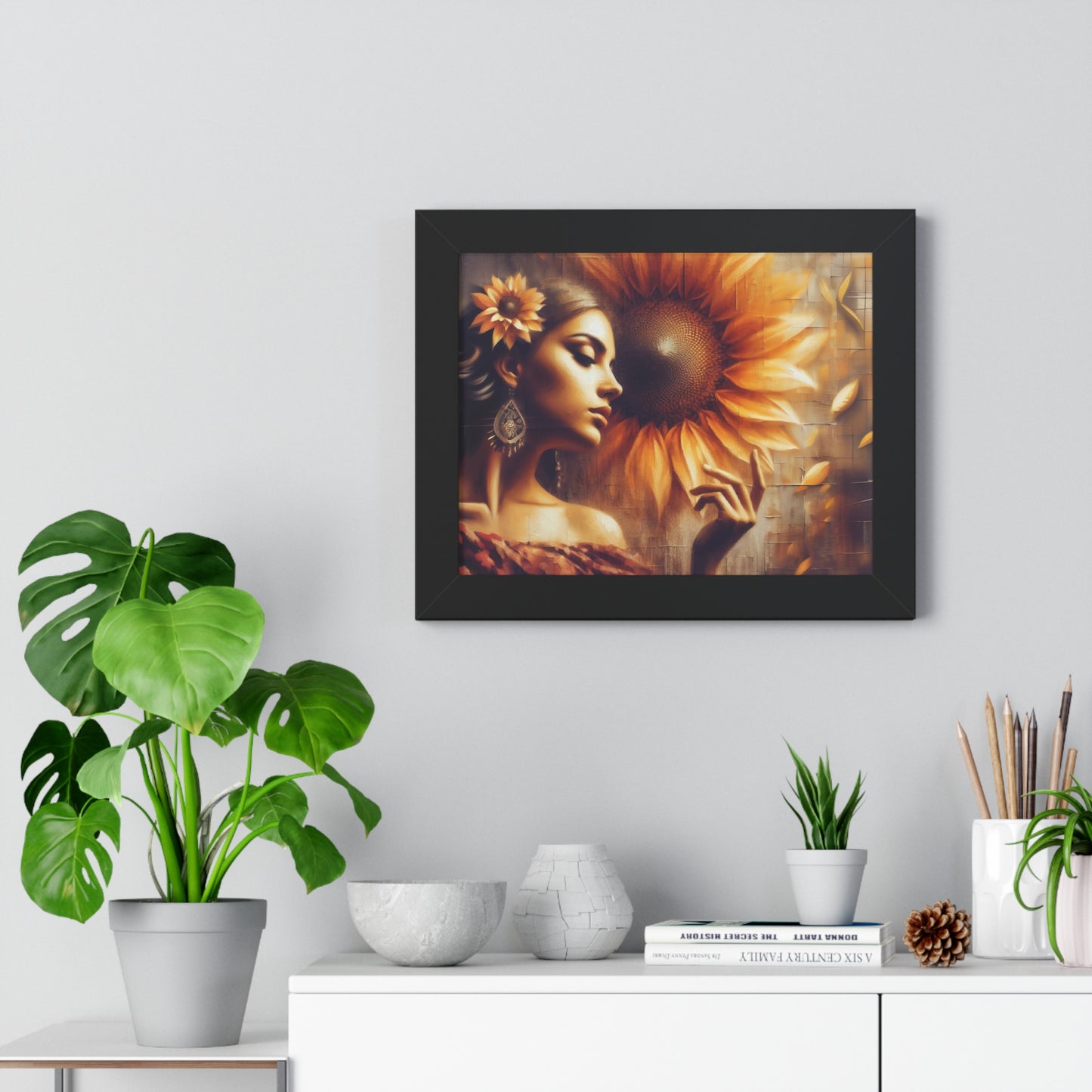 Poetic Sunflower Framed Horizontal Poster