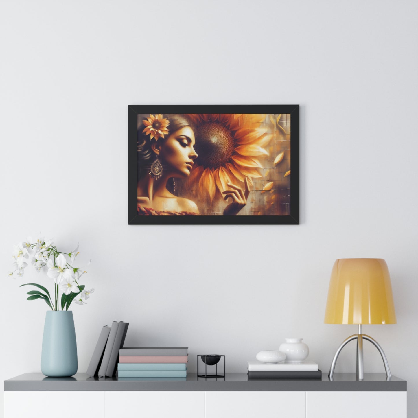 Poetic Sunflower Framed Horizontal Poster
