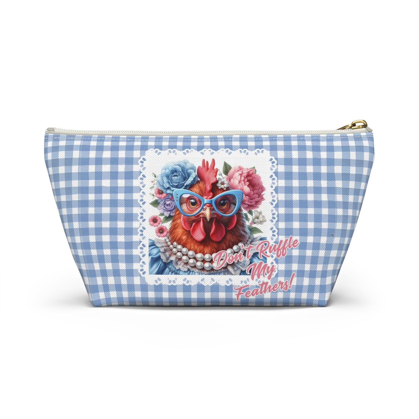 Accessory Pouch - Ruffled Feathers Red Hen Gingham Check Design
