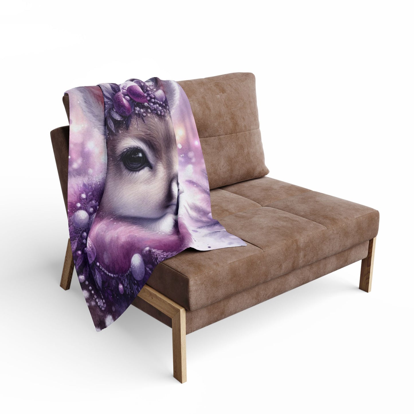 Fleece Blanket - Purple Fawn with Christmas Decorations
