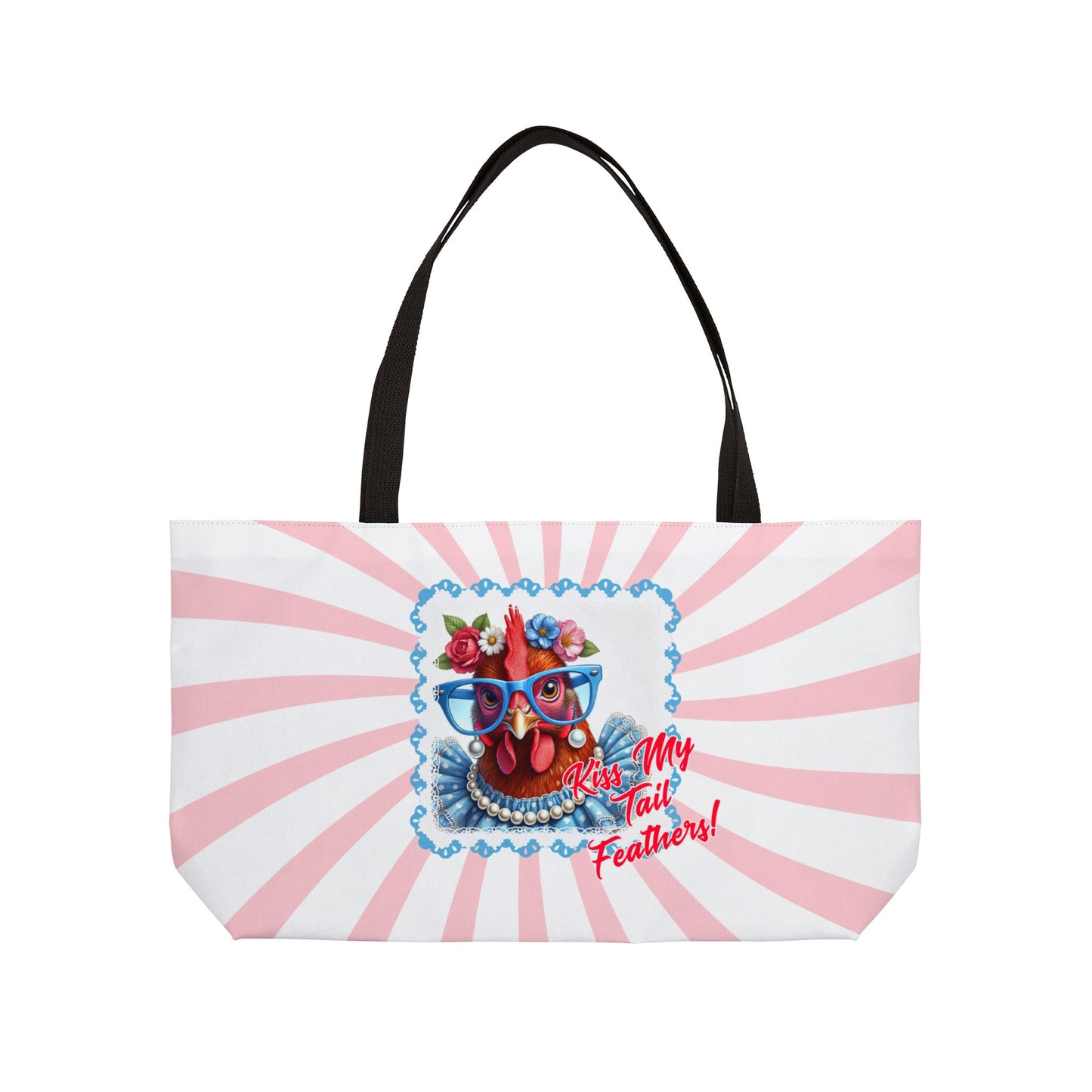 Tote Bag - Kiss My Tail Feathers! Dressed Up Red Hen Swirl Design
