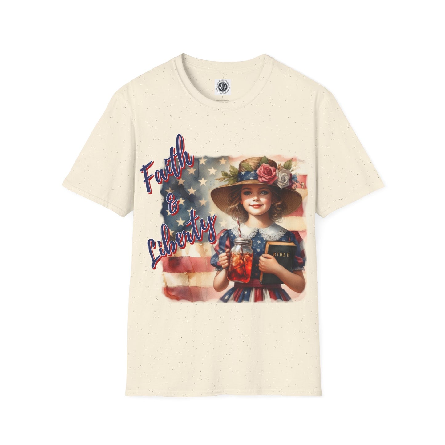 Faith and Liberty Patriotic Pride Flag T-shirt - Women's Clothing Gift for Her, Gift for Women, Independence Day 4th of July