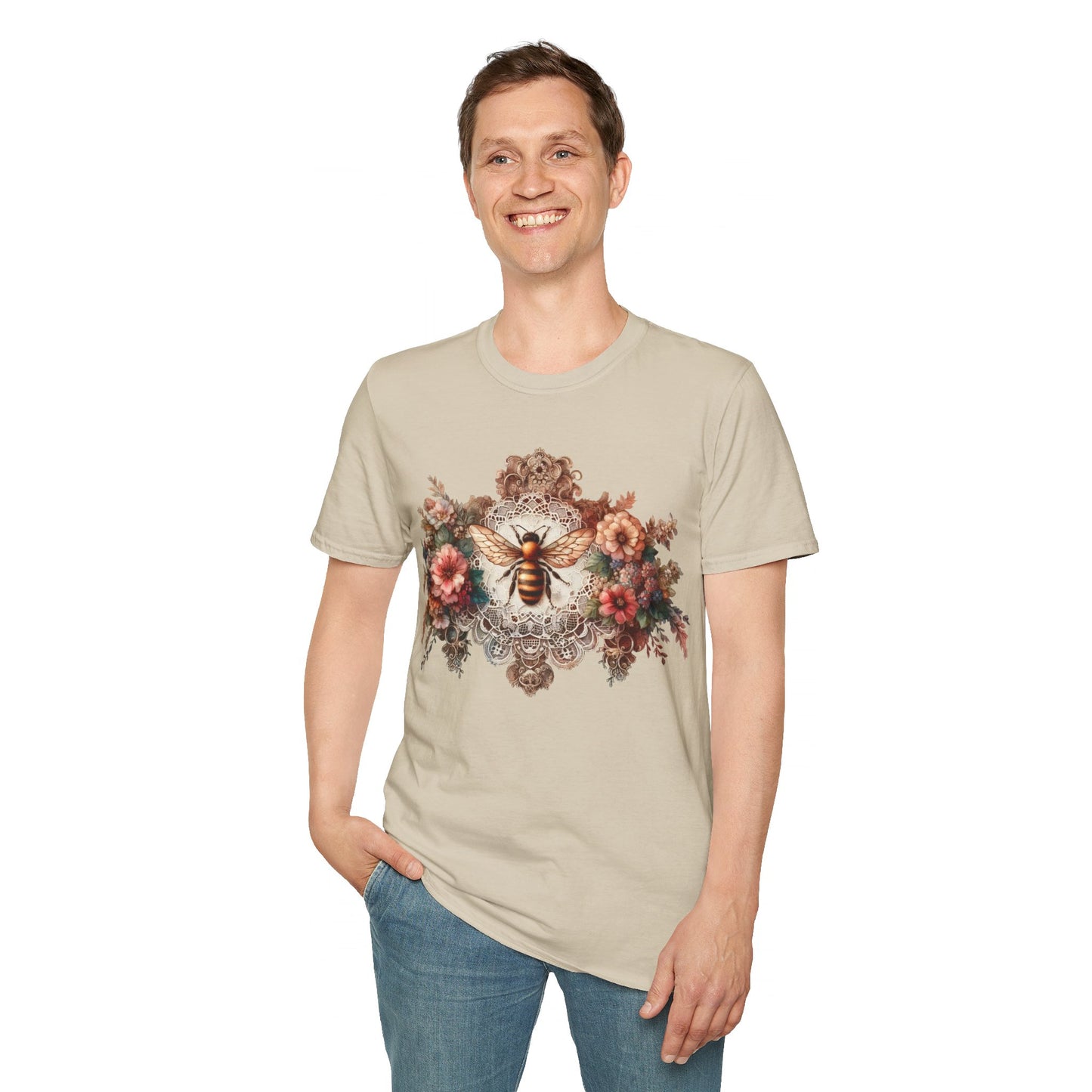 Vintage Inspired Tshirt, Women's Clothing, Lace Honey Bee Design, Gift for Her