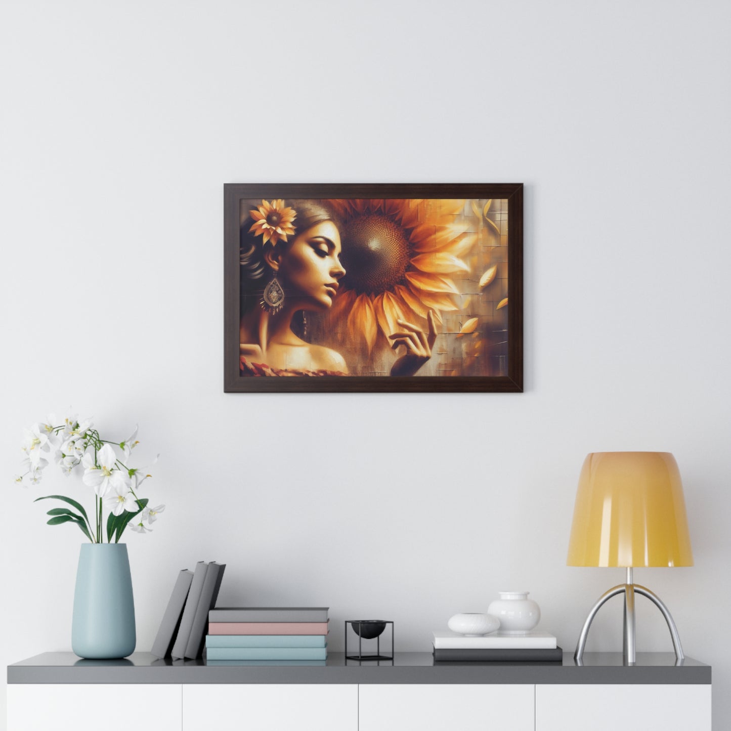Poetic Sunflower Framed Horizontal Poster