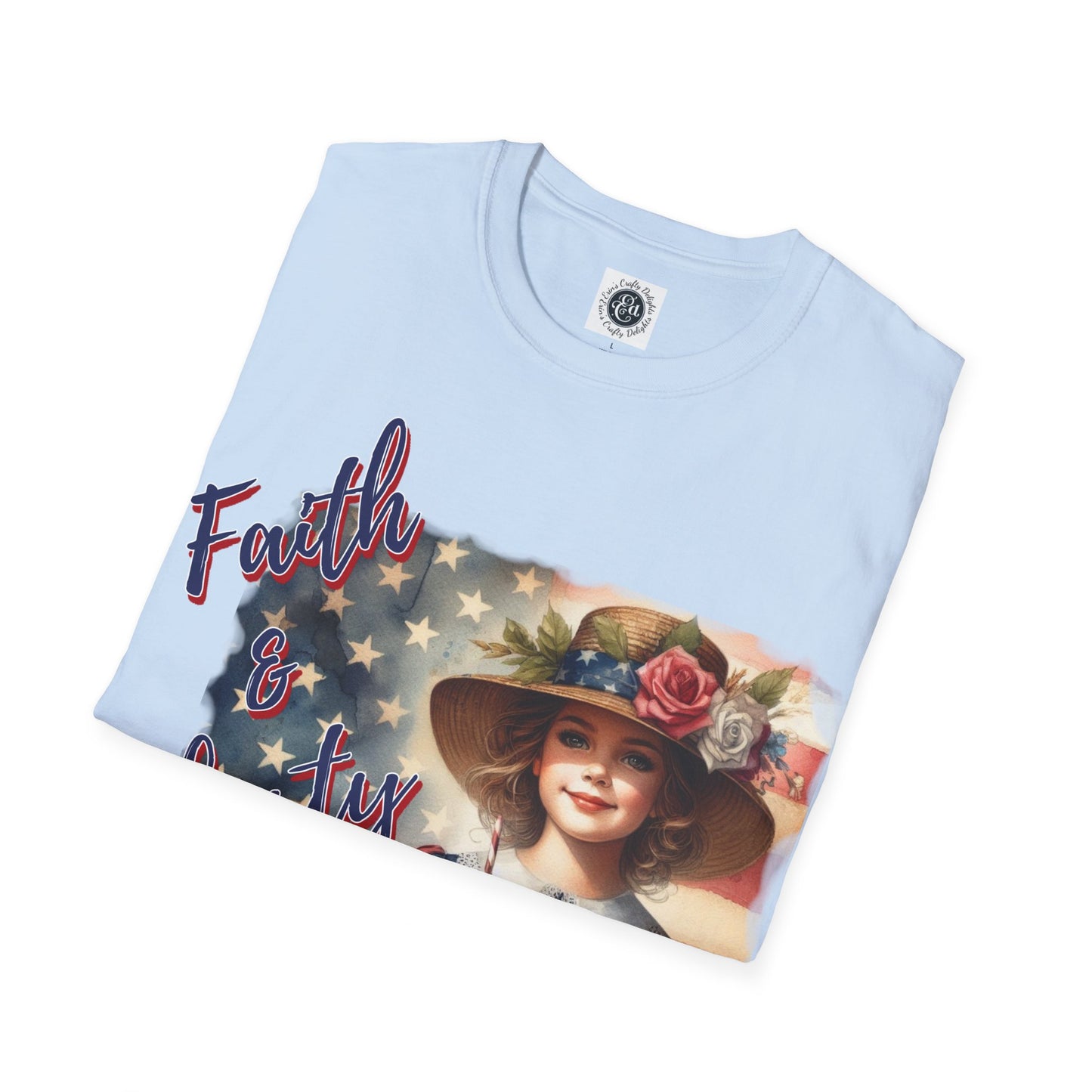 Faith and Liberty Patriotic Pride Flag T-shirt - Women's Clothing Gift for Her, Gift for Women, Independence Day 4th of July