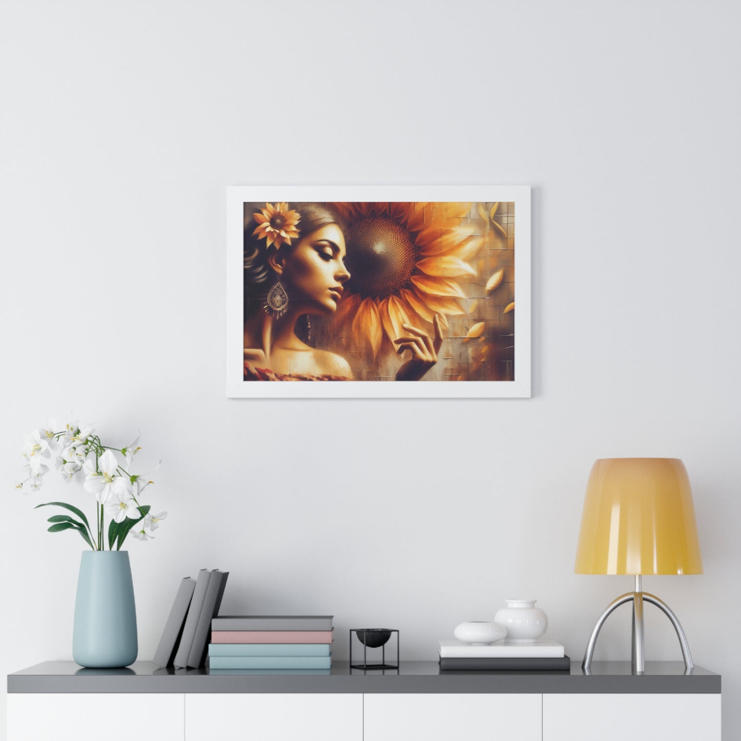 Poetic Sunflower Framed Horizontal Poster