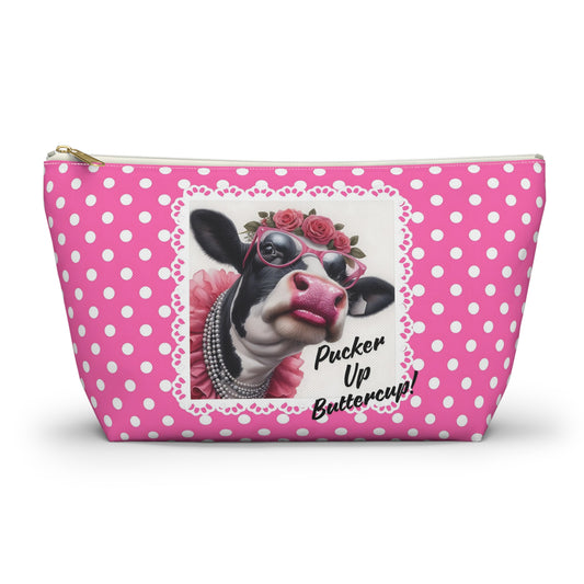 Accessory Pouch - Pucker Up Buttercup! Dressed up Holstein cow design