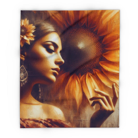Fleece Blanket - Poetic Sunflower Design