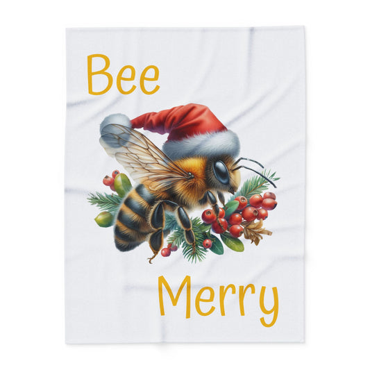 Fleece Blanket Bee Merry Honeybee Christmas