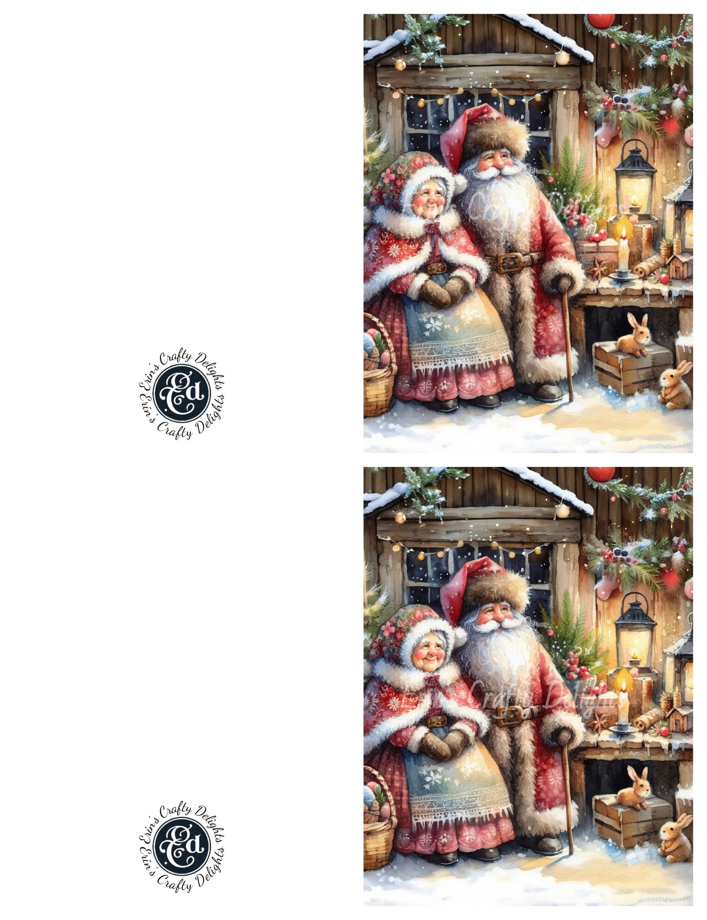 2 Cute Mr & Mrs Claus Christmas Card