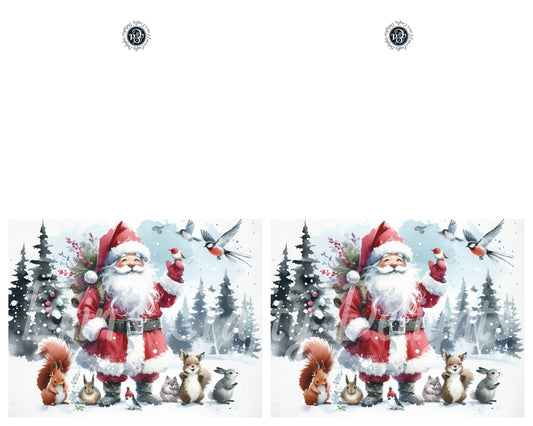2 Cute Santa Christmas Card