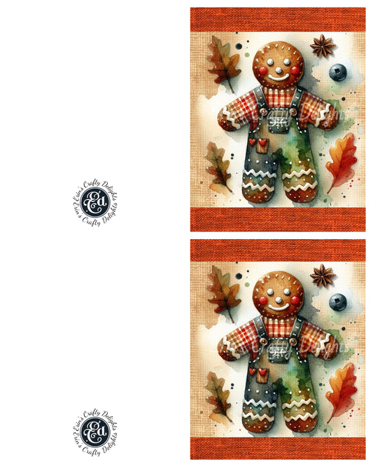 2 Rustic Gingerbread Man Fall Thanksgiving Card