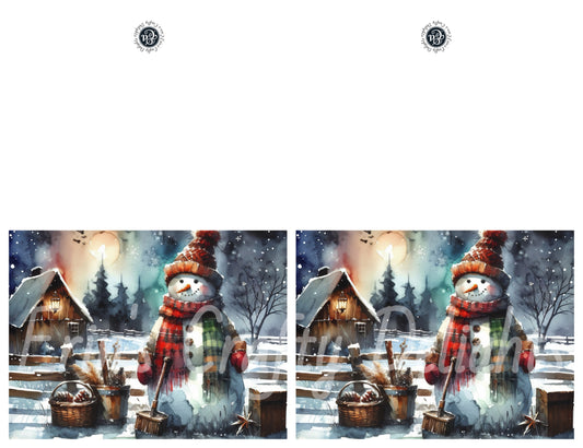 2 Rustic Snowman Christmas Card
