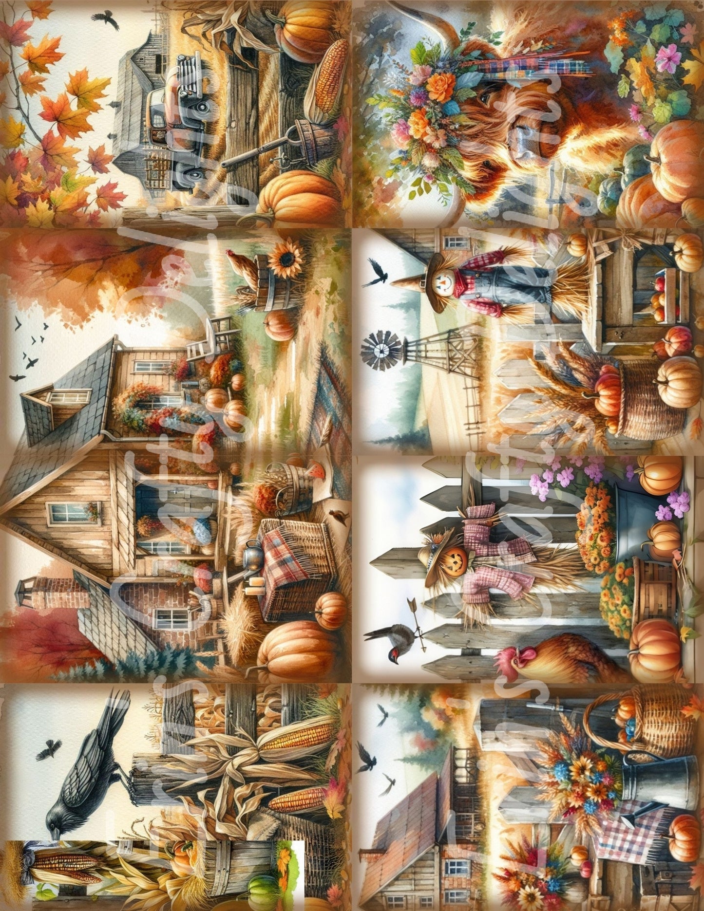 I Love Fall on the Farm Junk Journal Mini Page Set