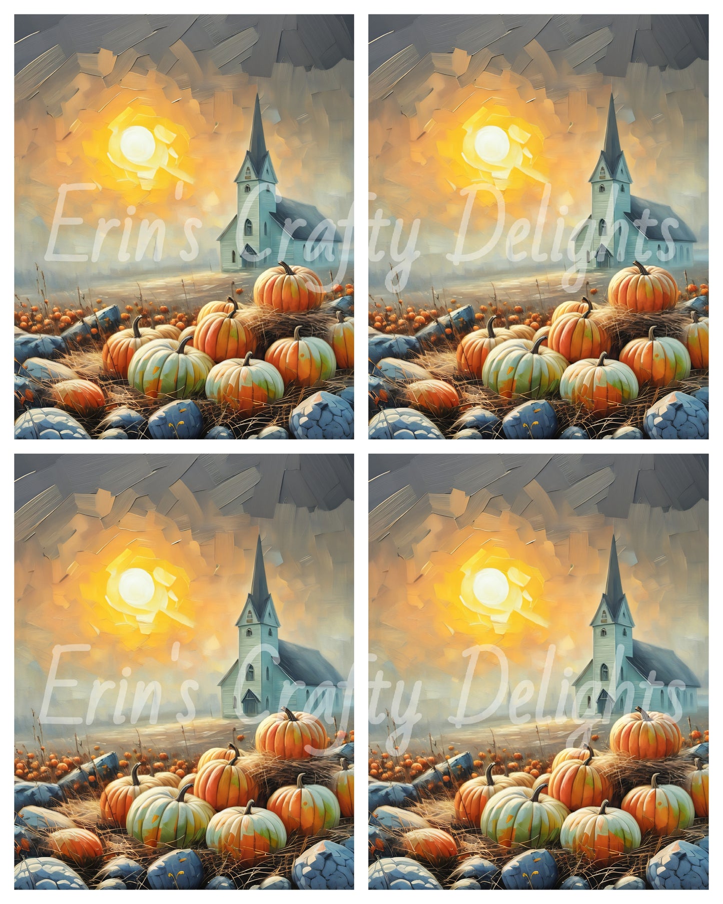 Foggy Fall Morning Church Set 2