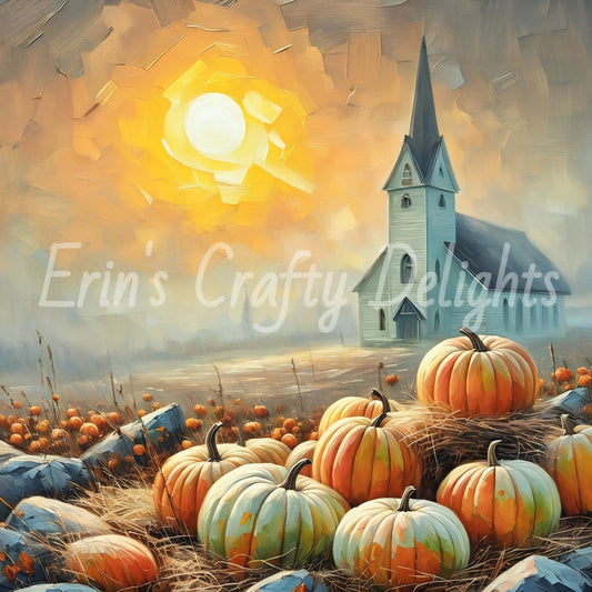 Foggy Fall Morning Church Set 2