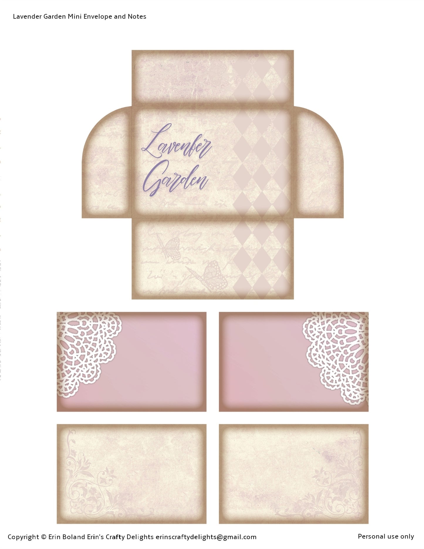 Lavender Garden Mini Envelope and Notes