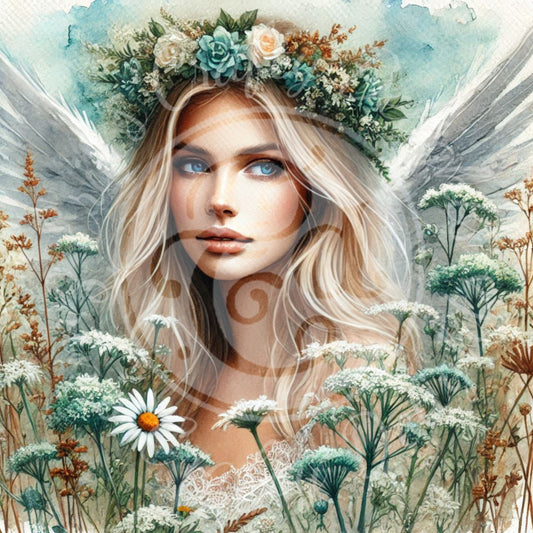 20 Sq Rustic Angel Woman 8x8 Printable