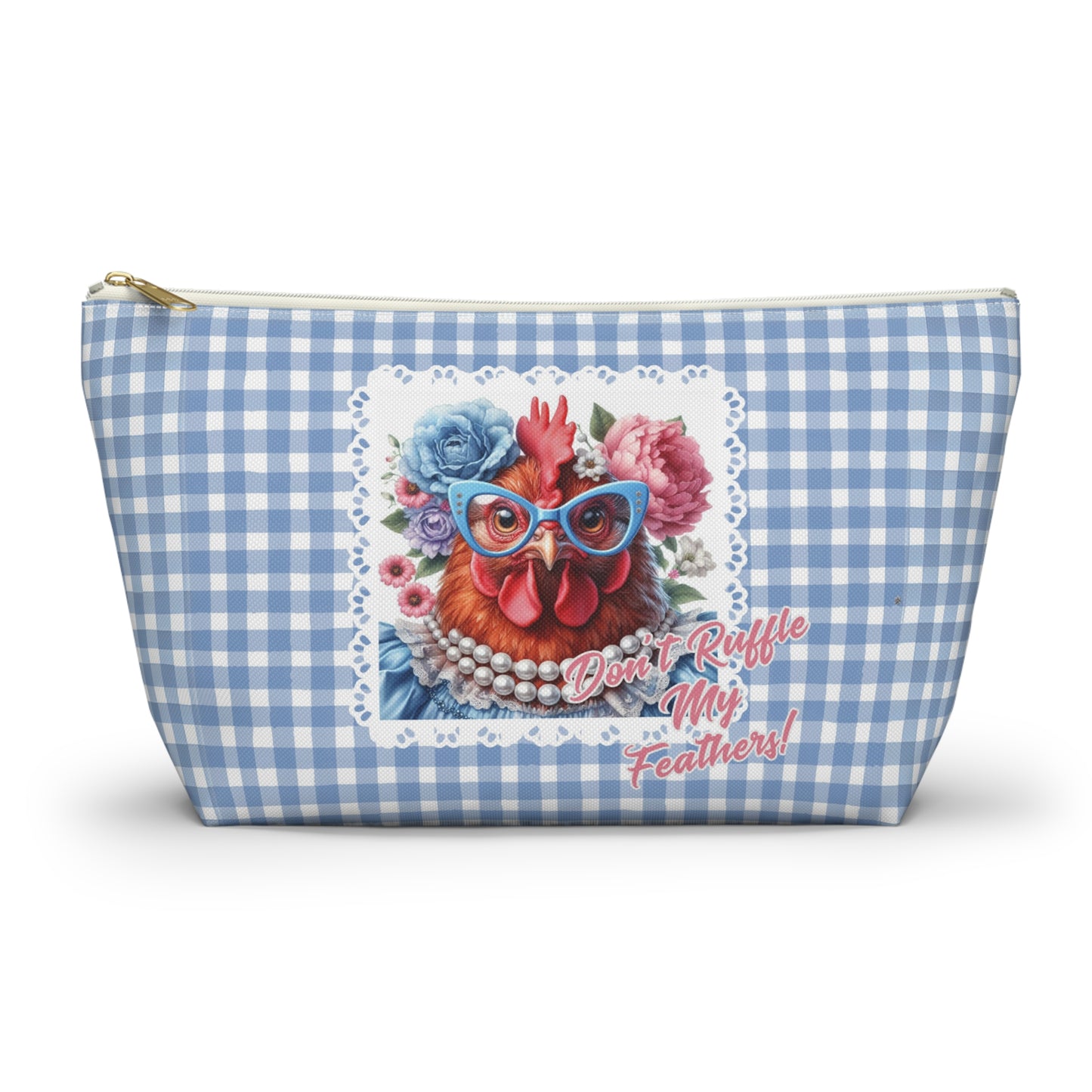 Accessory Pouch - Ruffled Feathers Red Hen Gingham Check Design