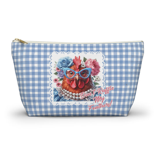 Accessory Pouch - Ruffled Feathers Red Hen Gingham Check Design