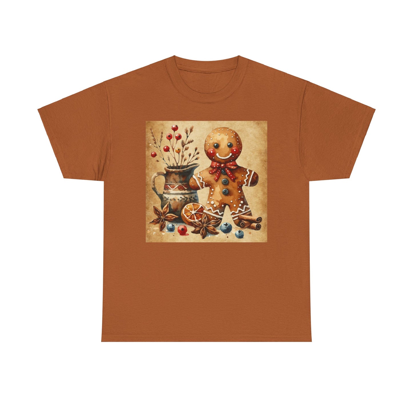 Rustic Gingerbread Man Unisex Heavy Cotton Tee