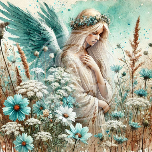 21 Sq Rustic Angel Woman 8x8 Printable