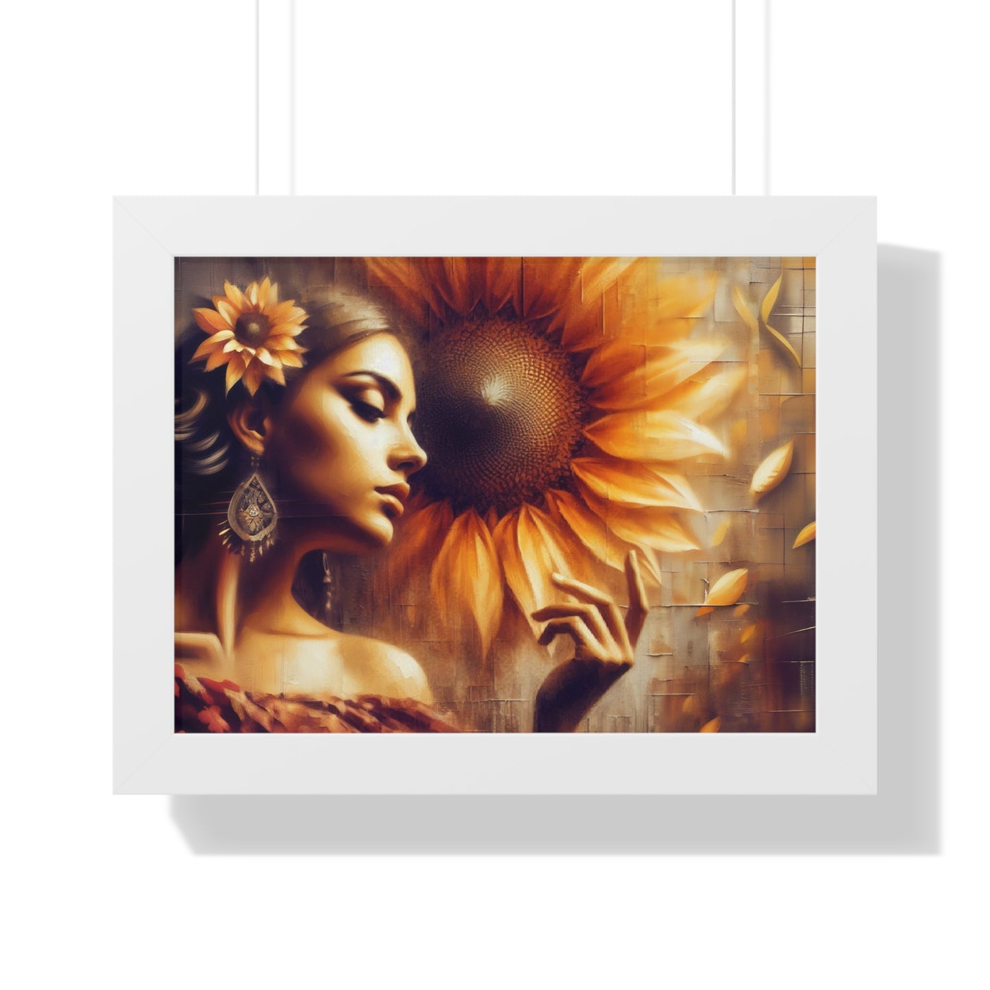 Poetic Sunflower Framed Horizontal Poster