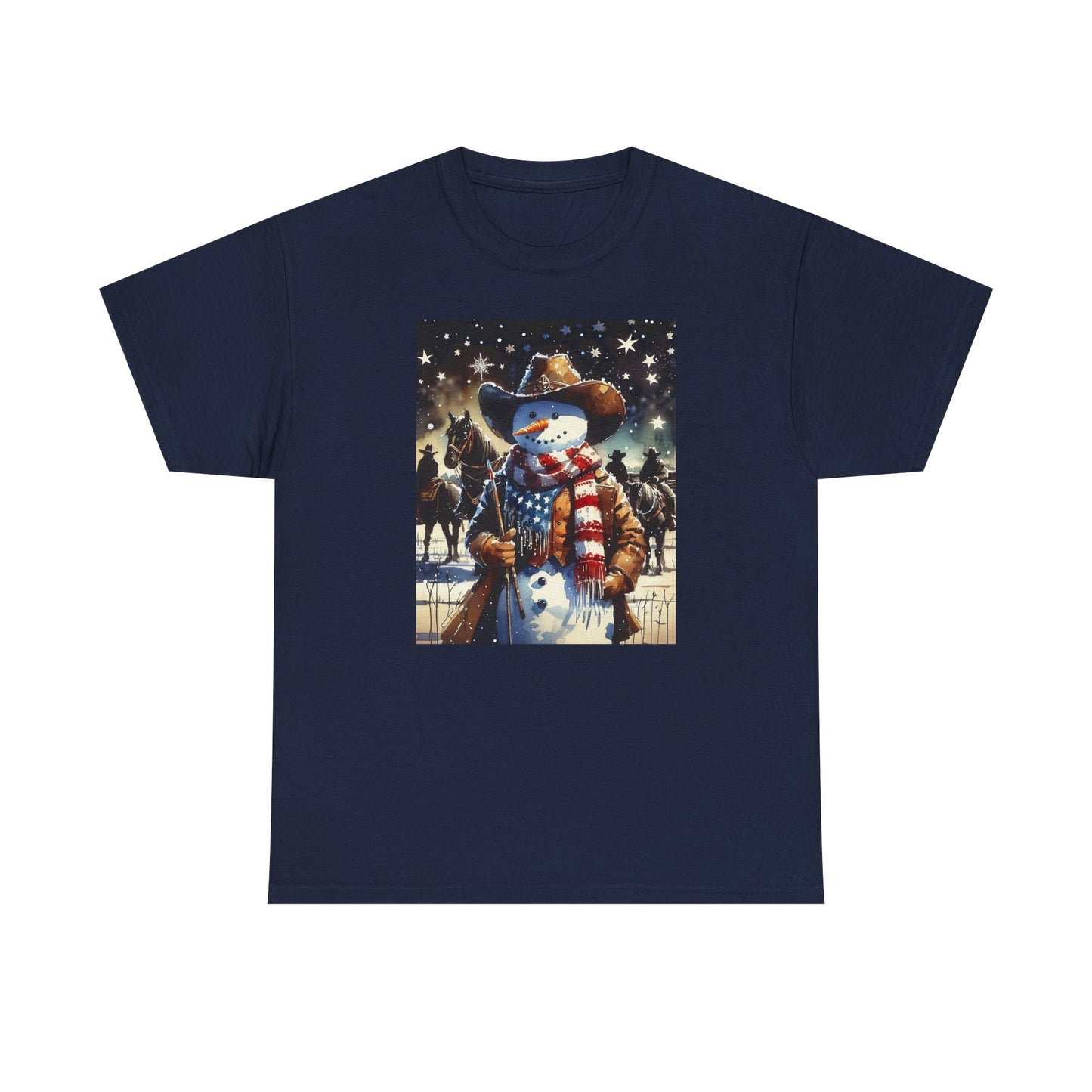 Rugged Cowboy Snowman Unisex Heavy Cotton Tee