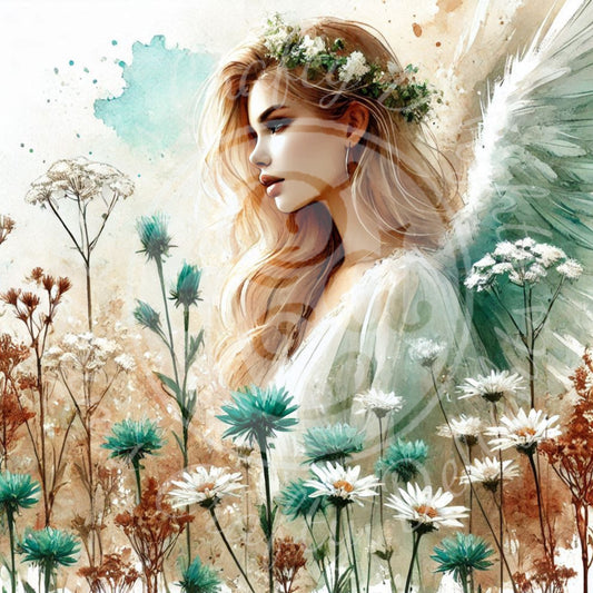 23 Sq Rustic Angel Woman 8x8 Printable