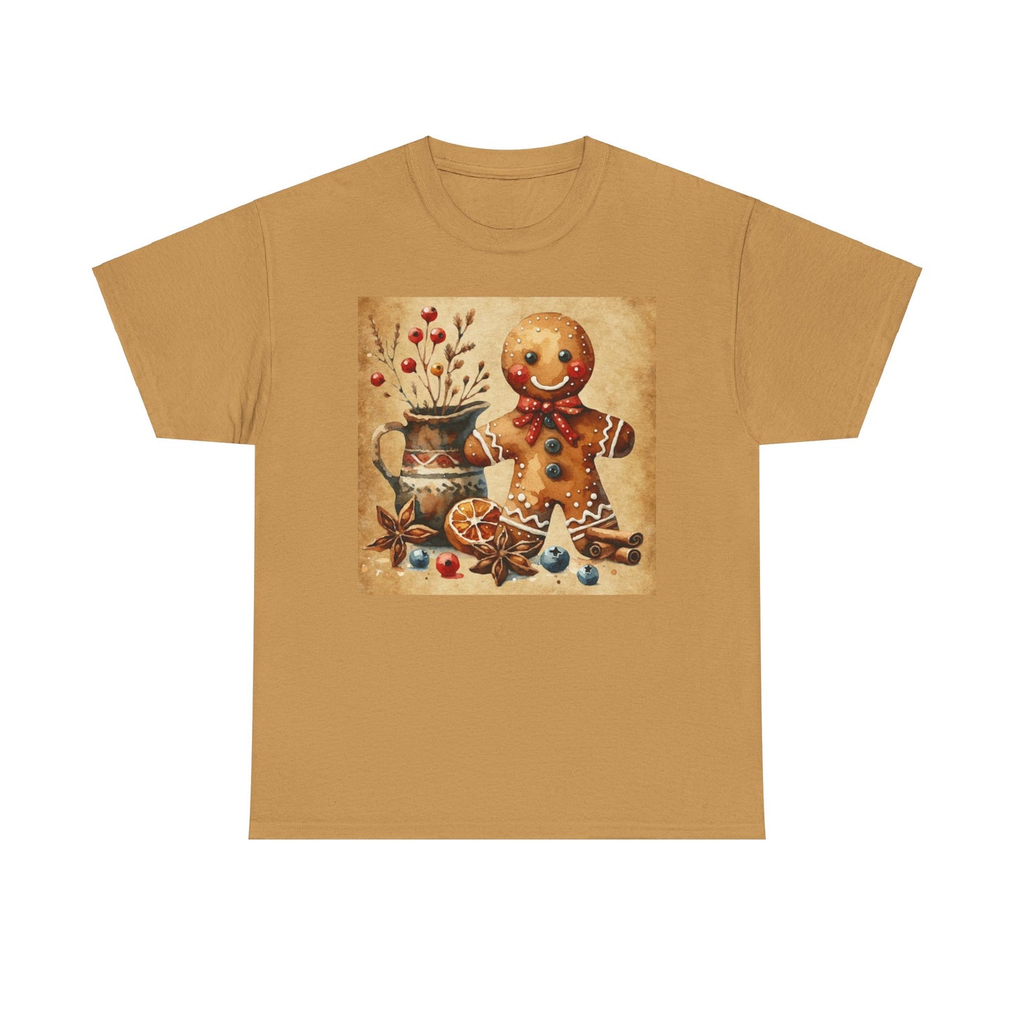 Rustic Gingerbread Man Unisex Heavy Cotton Tee