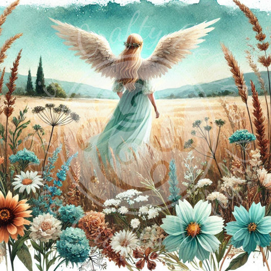 24Sq Rustic Angel Woman 8x8 Printable
