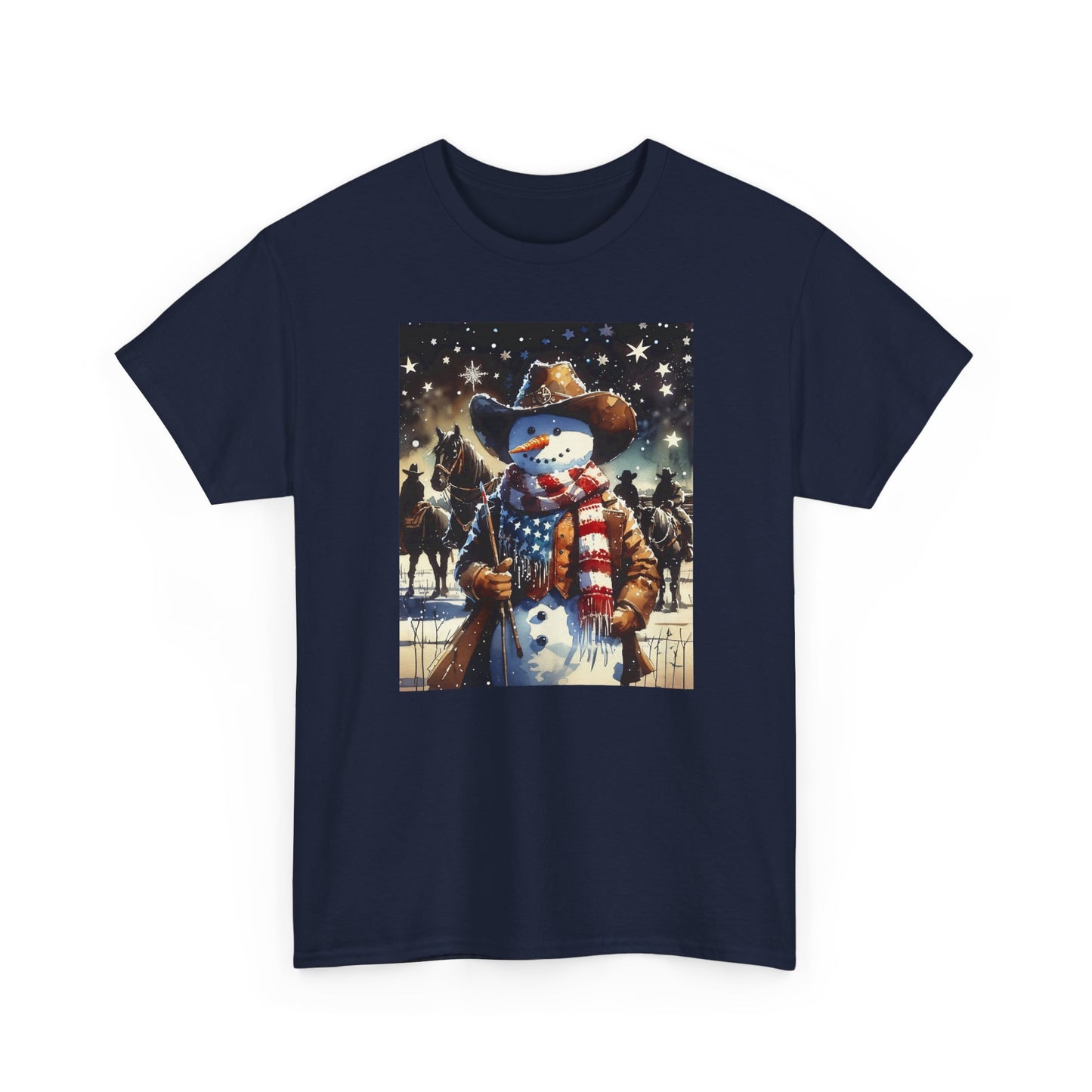 Rugged Cowboy Snowman Unisex Heavy Cotton Tee