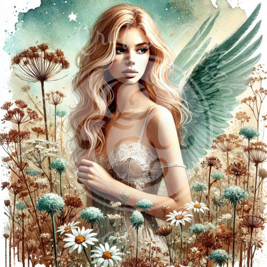25 Sq Rustic Angel Woman 8x8 Printable