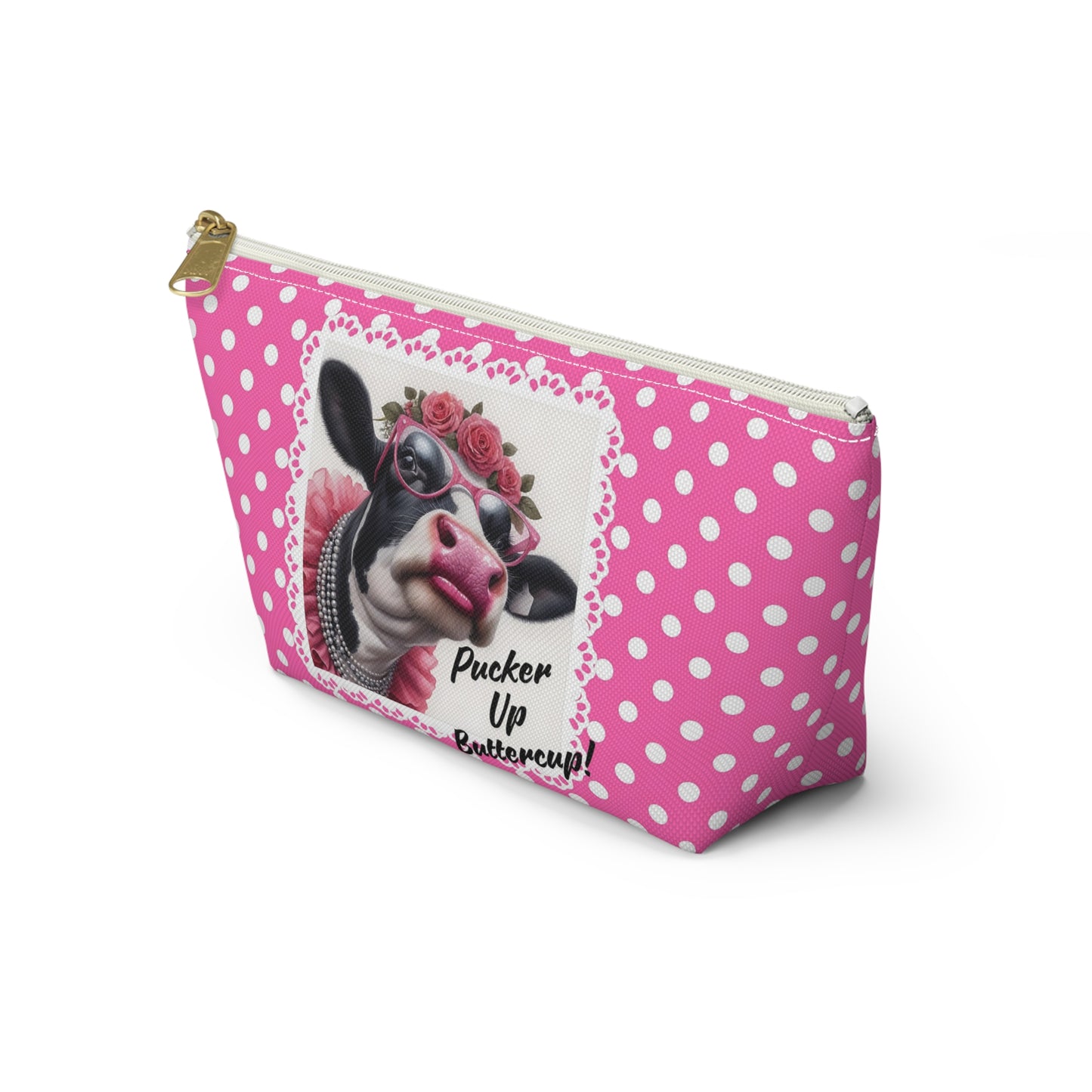Accessory Pouch - Pucker Up Buttercup! Dressed up Holstein cow design