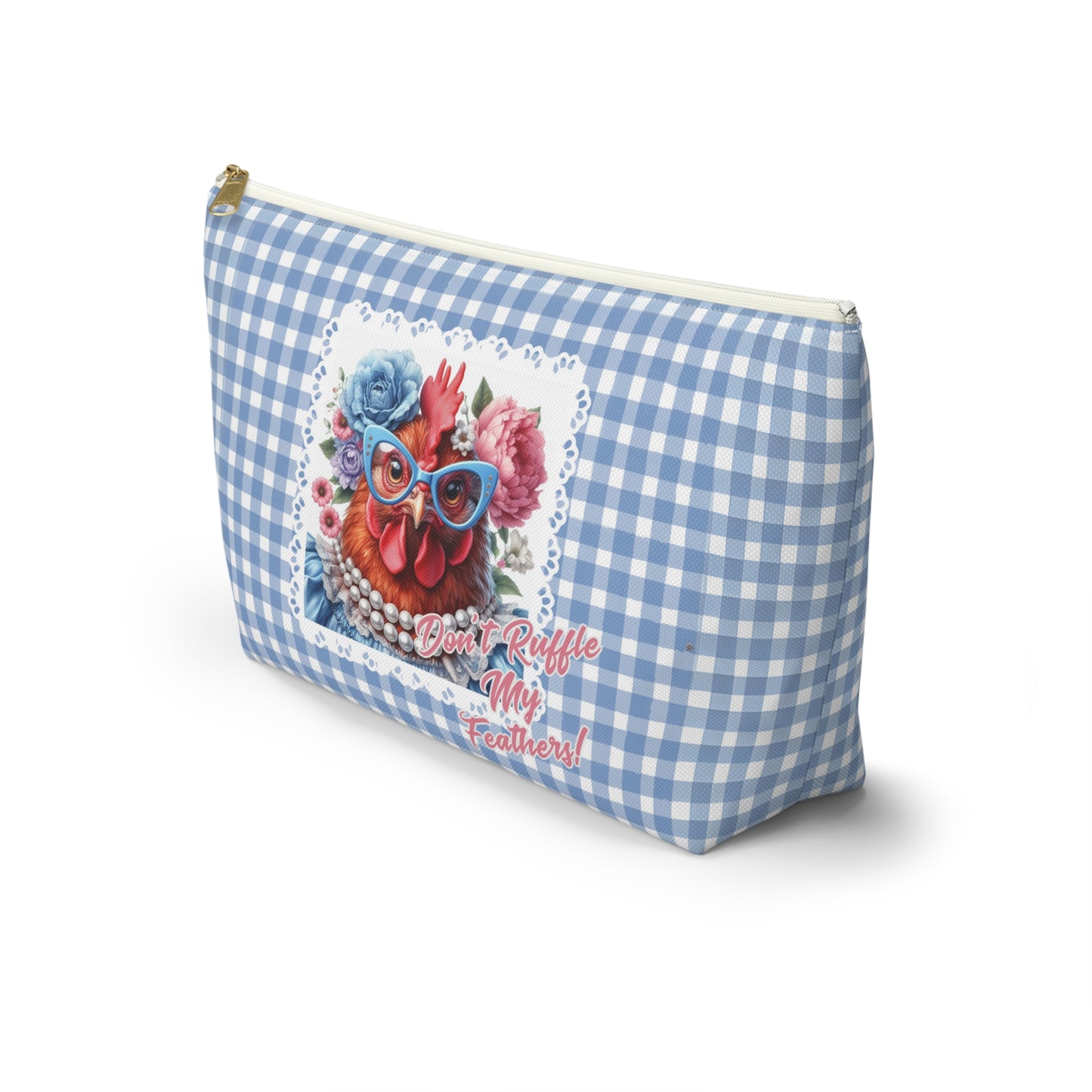 Accessory Pouch - Ruffled Feathers Red Hen Gingham Check Design