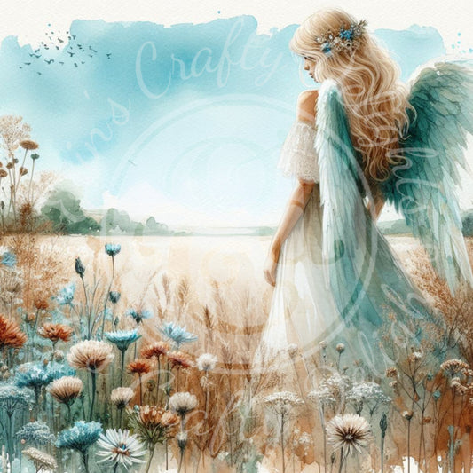 28 Sq Rustic Angel Woman 8x8 Printable