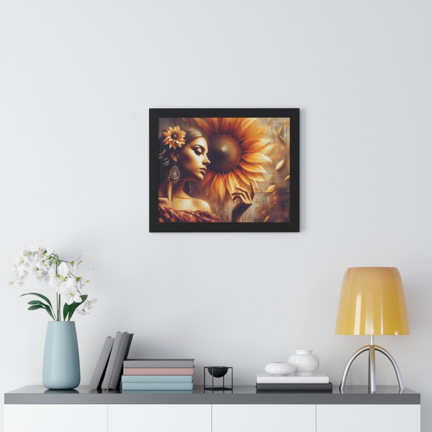 Poetic Sunflower Framed Horizontal Poster