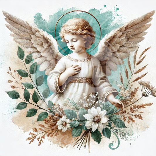 2 Sq Rustic Angel Child 8x8 Printable