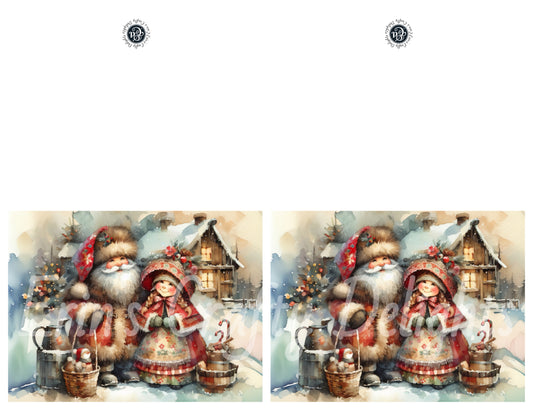 3 Cute Mr & Mrs Claus Christmas Card