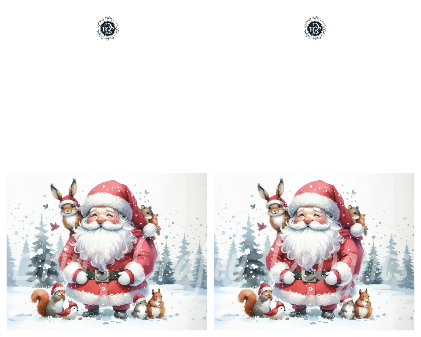 3 Cute Santa Christmas Card
