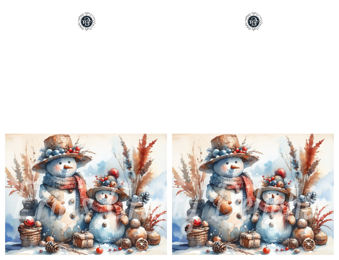 3 Rustic Snowman Christmas Card