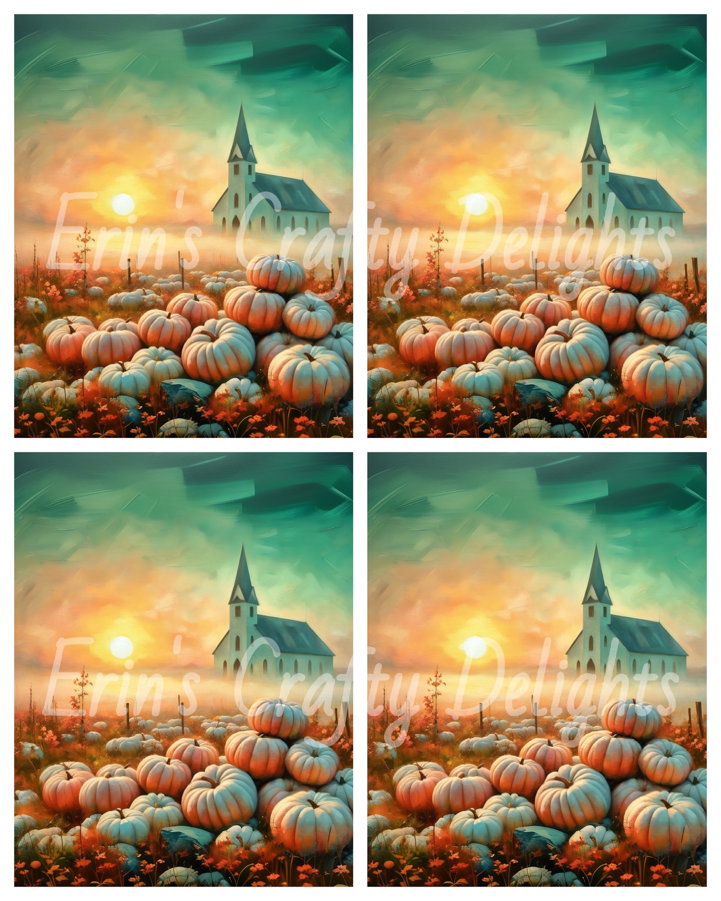 Foggy Fall Morning Church Set 3